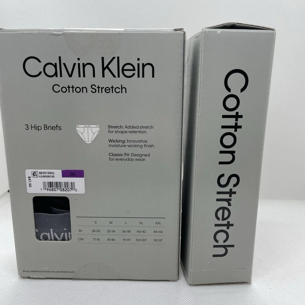 Calvin Klein Men's Cotton‎ Stretch Hip Briefs 6 Pack XXL 2XL Classic Fit